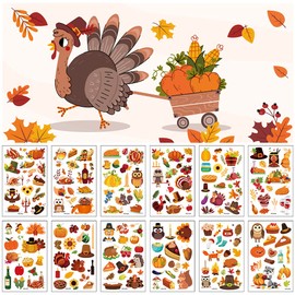 Awinmay Thanksgiving Temporary Tattoos for Kids - 200 PCS Turkey Day Fake Tattoos for Boys Girls,Autumn Harvest decorate Tattoos Stickers,Thanksgiving Party Favor for Kids Goody Bag Stuffers 12 Sheets