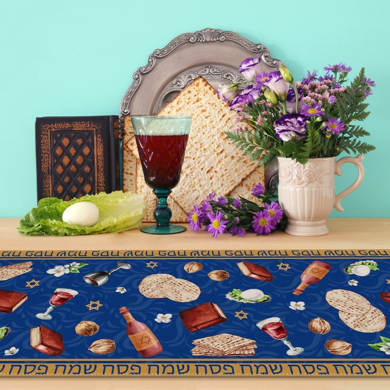 Nepnuser Linen Passover Table Runner Pesach Jewish Seder Matzo Home