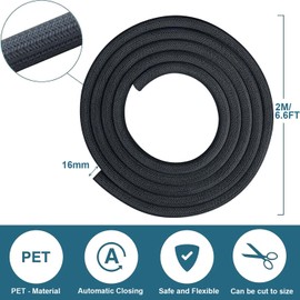 6.6ft - 1/2 inch Braided Cable Sleeve, Cord Wrap Cord Protector Tubing for Pets, PC Cable Wrap Wire Loom, Cable Management Sleeve for TV/Computer/Home Theater/Engine Bay (6.6ft-1/2in-black)