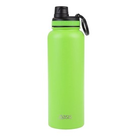 Oasis Stainless Steel Double Wall Insulated Challenger Sports Bottle W/Screw Cap 1.1L - Neon Green