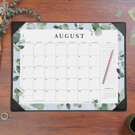 Cabbrix Desk Calendar 2025-2026 with Desktop Mat, Large Desk Pad Calendar 21 x 16.5 Inch Runs From July 2025 to December 2026 for Home School and Office Planning, Greenery