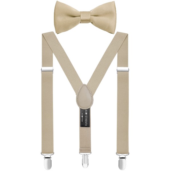ZXEROYM Suspenders and Bow Tie Set for Boys Adjustable for