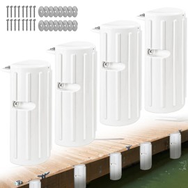 Boat Dock Bumpers,Dock Fenders Bumper for Edge and Side,Marine-Grade Straight Edge & Side Fenders Guards for Docking,UV-Resistant,Inflatable Vertical Protection,Includes Mounting Hardware,White-4 Pack