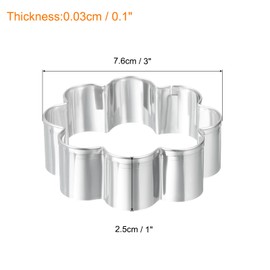 uxcell 2Pcs 1" x 3" x 3" Cookie Cutter for Baking Stainless Steel Silver Tone Eight Petal Flower