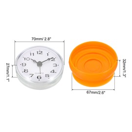 PATIKIL Waterproof Bathroom Clock, Mini Round Wall Clocks with Suction Cup for Shower Kitchen Home Decoration, Orange