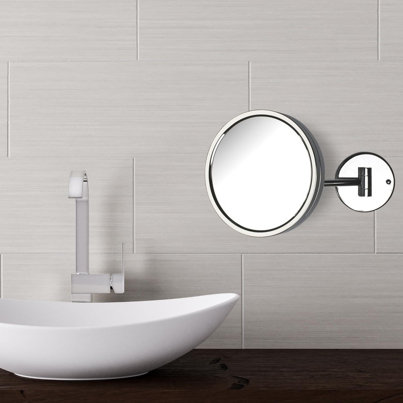 Jerdon Wall Mount Chrome Finish Makeup Mirror – 5X Magnification