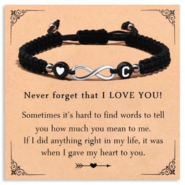 Miss Pink Couples Bracelets for Men Women, Initial C Bracelet Christmas Gifts for Boyfriend Matching Infinity Bracelet for Bf Gf Long Distance Bracelets Anniversary Bracelet Gifts for Him Her (C)