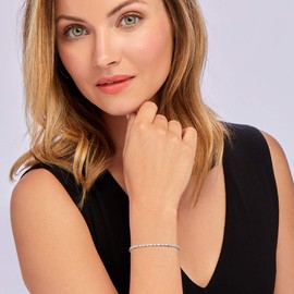 Ross-Simons 0.25 ct. t.w. Diamond Square and Marquise-Shaped Bolo Bracelet in Sterling Silver