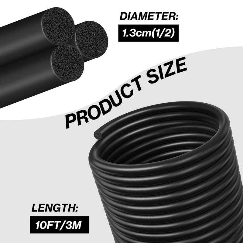 10FT Backer Rod 3/8 Inch Diameter Rubber Caulk Concrete Expansion