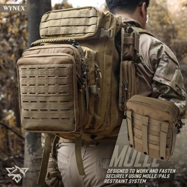 WYNEX Tactical Molle Admin Bag, Utility EDC Bag Organizer Modular Tool Bag with Double Layer Design Medical EMT Attachment Bag Large Capacity, Coyote Brown, Additional pocket