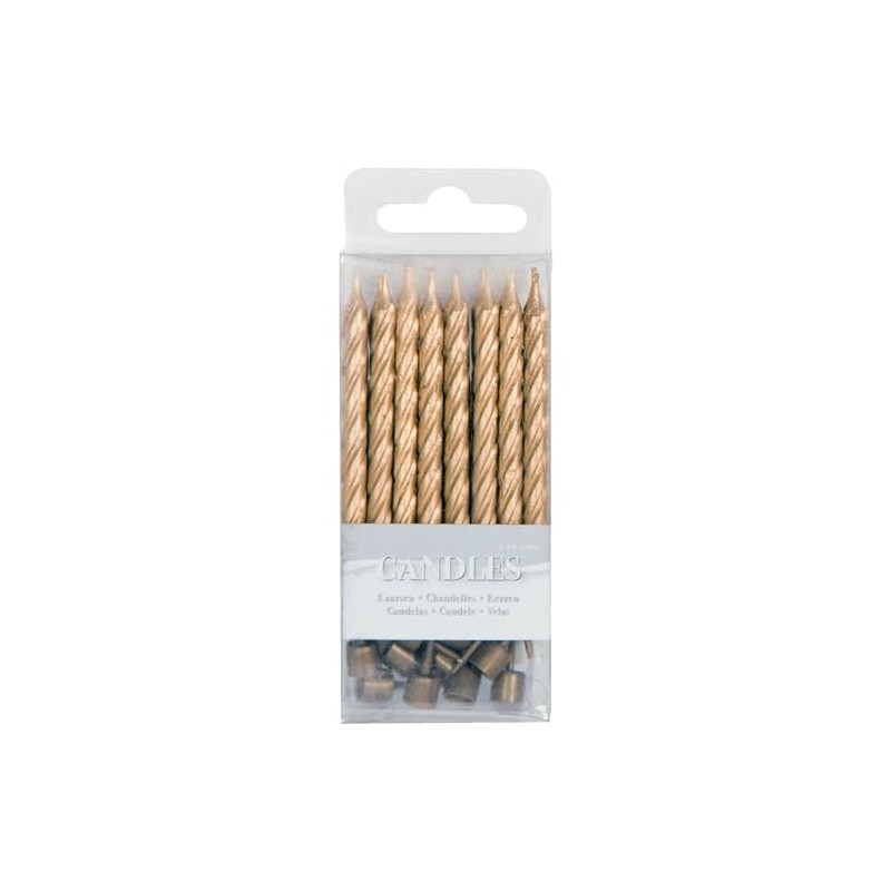 Candeline dorate con base - 16 pezzi