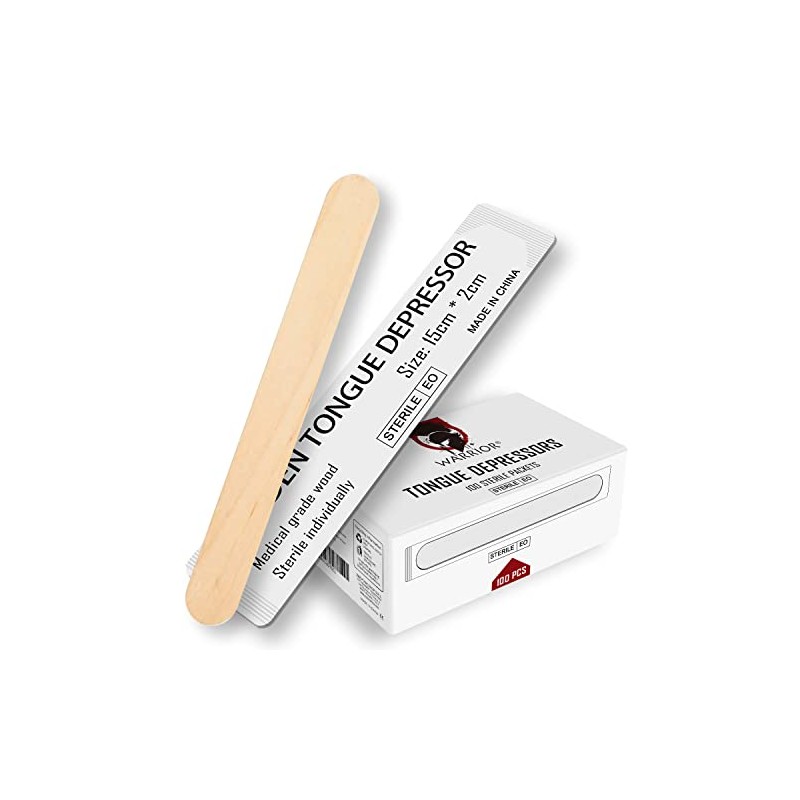 WARRIOR® STERILE EO Gas Sterilized Disposable Wooden Tongue Depressors (Pack