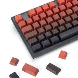 TERPORT 95 Keycaps PBT Español Rojo Degradado Para Teclados Mecánicos, Teclas de PBT Translúcidas Moldeadas por Doble Inyección, Altura MDA Ergonómica, Diseño Latinoamericano, 95 Teclas TR95