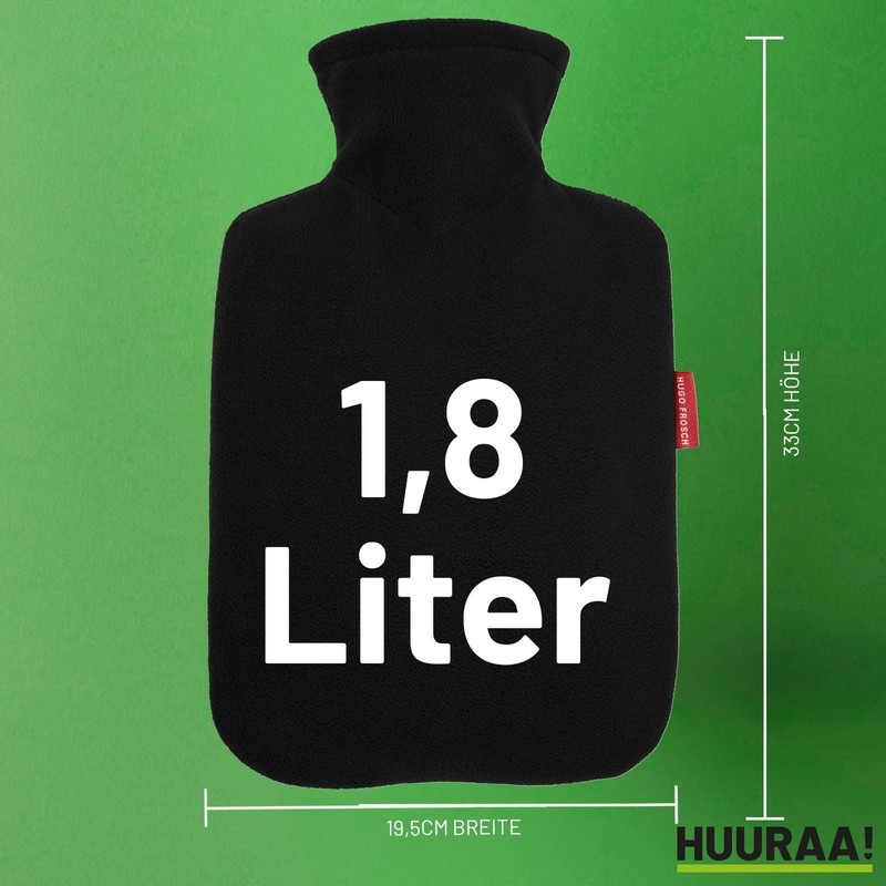 Huuraa Wärmflasche Oberbayern verliebt Geschenk 1,8 Liter Black Classic Veloursbezug