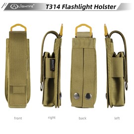 LIGHTFE Flashlight Holster Flashlight Holder Molle Torch Nylon Holster Pouch Suitable for Flashlights with a Maximum Diameter of 4.5CM（1.77 inches） and a Length of 15CM-20CM（6-8 inches）