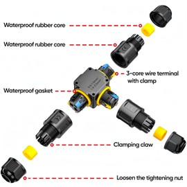 Tynoscco IP68 Waterproof Power Cable Connector 3way 3pin M20 Junction Box, Outdoor Cable Connector for Underground/Outdoor Wiring, screwless Installation, Suitable for Cable Diameter Ø4mm-12mm 1 Pack