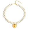 JIAOGE White Beaded Necklaces for Women, Heart Statement Chunky Necklace