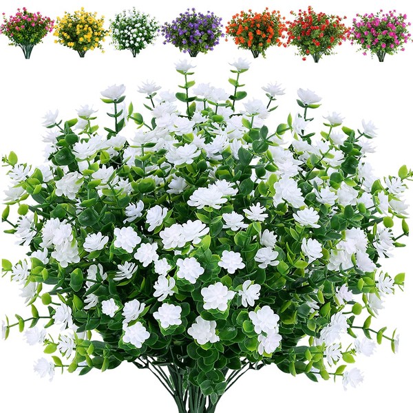 JOYGAR 24 Bundles Artificial Flowers Fake Boxwood Shrubs UV Resistant