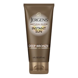 Jergens Natural Glow Instant Sun Tanning Moisturizer + Bronzer, Lightweight Sunless Tanning for Natural-Looking Color, Deep Bronze, 6 Oz