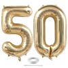 40 Inch 50 Number Balloons, White Gold Giant Jumbo Number