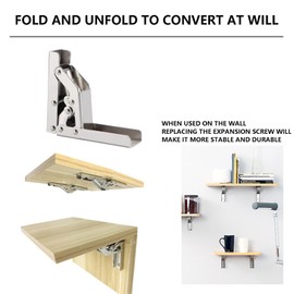 Jiaxitek 4 Pcs 90/180° Folding Hinge - Hidden Bracket for Cabinet, Door Shelf, Table with Angle Support