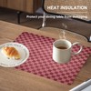 BaoNews Red Pink Checkered Placemats,Rows of Dark Red and Light