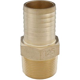 H2O PRO 1-1/4 Inch Brass Male Adapter, Connects Submersible Pumps to Flexible Pipe, Threaded and Barbed NPT - Model 024788