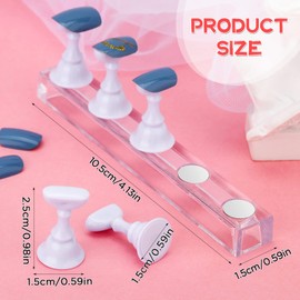PROUSKY 2 Set Display Stand for Fingernail DIY Art, Tip Practice Holder Magnetic for False Tip Manicure Tool, Home and Art Salon Use Magnetic Practice Base (White)