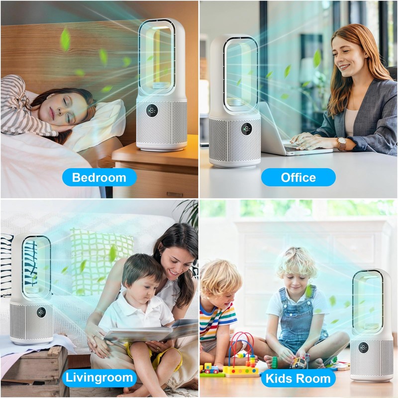 Beautiq 13 Inch Bladeless Desk Fan, 9 Speeds, 60° Oscillation,