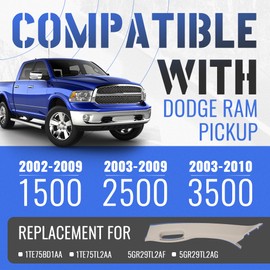 HECASA Front Left A Pillar Grab Handle Molding Trim Fits 2002-2010 Dodge Ram 1500 2500 3500 Pickup Truck Replacement for 1TE75BD1AA 5GR29TL2AF Driver Side Windshield Post Interior Trim Beige