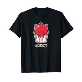 Kawaii Cat Catsup Ketchup Cute Fun Japanese Food Pun Gift T-Shirt for Men Women Kids