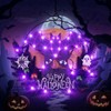 Pre-Lit Halloween Wreath for Front Door, Lighted Witch with 6H