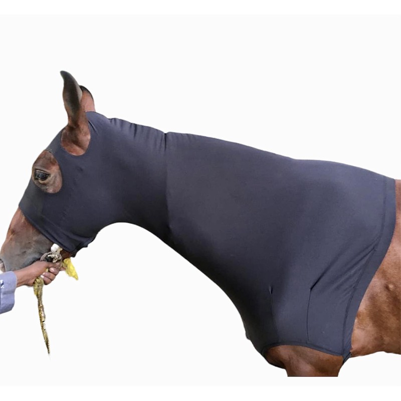 Majestic Ally Horse Stretch Lycra Zip Up Hood Black Small