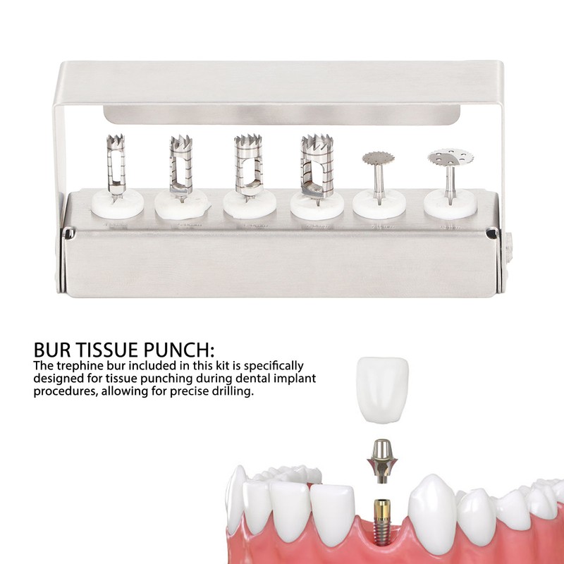 6pcs Dental Trephine Kit 4 To 10mm Surgery Tools Bur