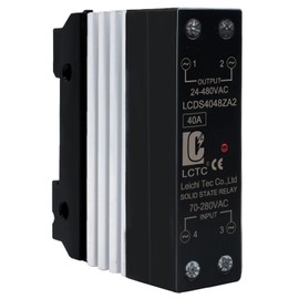 LCLCTC 120VAC Solid State Relay Din Rail AC to AC (Input 70-280V AC Output 24-480V AC) with Heat Sink Optocoupler, 40A(AC to AC 40A)