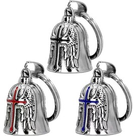 Campana Biker, 3 Campanas de Protección para Motocicleta en Negro, Azul y Rojo, Llavero para Moto de Aleación de Zinc, Ideal para Regalos de Buena Suerte y Seguridad en Carretera