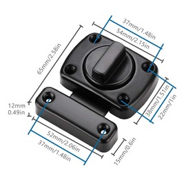 GZGXKJ 1 Piece Black Zinc Alloy Bathroom Latch Turning Bolt Door Lock Can Be Used On Various Doors