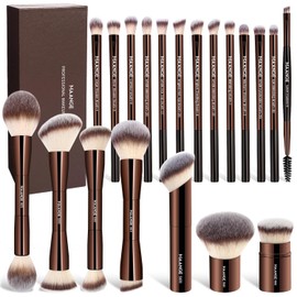 MAANGE Makeup Brushes 20Pcs with Gift Box, Aluminum Make up Brushes Double-End Multi Professional Make up Brushes Set for Blending Liquid Powder Concealer Cream Blush Buffe,CoffeeBrown