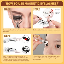 Reusable Magnetic Eyelashes Natural Look with Applicator, Magnetic Eyelashes Set, No Glue Needed, Eyelashes Magnetic QUEWEL Easy to Wear and Remove with Instructions (Kit-J)