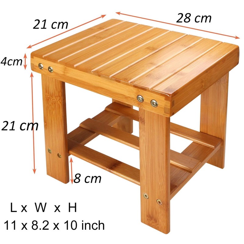STARVAST Bamboo Shower Stool Small Wood Shower Bench 10 inch