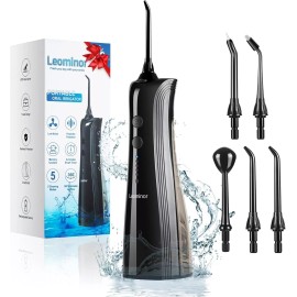 Leominor Water Dental Flosser Pick for Teeth - 5 Modes Cordless Portable Water Teeth C...