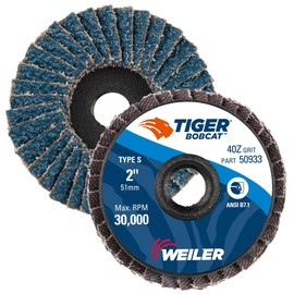 Weiler 50933 Bobcat 2" Diameter, 80 Grit, Zirconium, Plastic Backing, Type 27 Specialty Abrasive Flap Mini Disc (Pack of 10)
