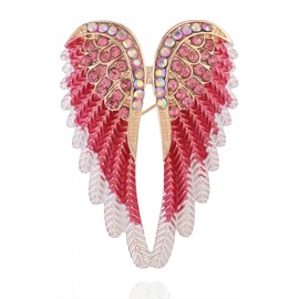 Brooch Pins for Women Men Fashion Angel Wings Large Brooch Lapel Pin Scarf Buckle Pin Crystal Brooch Wedding Prom Dresses Clothing Accessories Jewelry (Red)