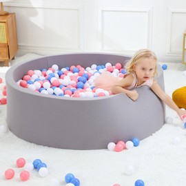 Wilwolfer Foam Baby Ball Pit for Toddlers: 47 x 14.5 inch Extra Large Kids Ball Pit, Indoor Outdoor Baby Playpen, Kids Soft Play Toys, Birthday Gift for Baby Girl Boy - Balls Not Included