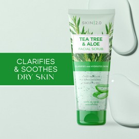 Skin 2.0 Tea Tree & Aloe Exfoliating Scrub - Dermatologist Tested, Multi-Tasking Cleanser, Clears Skin - Anti-Aging, Clean Beauty, Cruelty-Free Korean Skincare for All Skin Types - 6.76 Fl Oz / 200ML