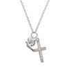Delight Jewelry Silvertone Dove Strong and Courageous Engraved Cross Zoey