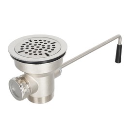 3-1/2 Inch Commercial Sink Drain with Twist Handle Kitchen Sink Opening Waste Drain Valve Stopper Prevents Sink Clogged Overflow for 1/2/3 Compartment Sink Style Drains