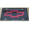 Vintage Chevy License Plate Red Bowtie Bow-Tie Embossed Auto Tag