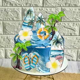 LaVenty Surfen Kuchen Dekoration Surf Männer Geburtstagstorte Dekoration Moana Strand Geburtstag Dekoration Sommer Hawaiianische Dekoration Surfbrett Geburtstagskuchen Surfen Geburtstag Party Supplies