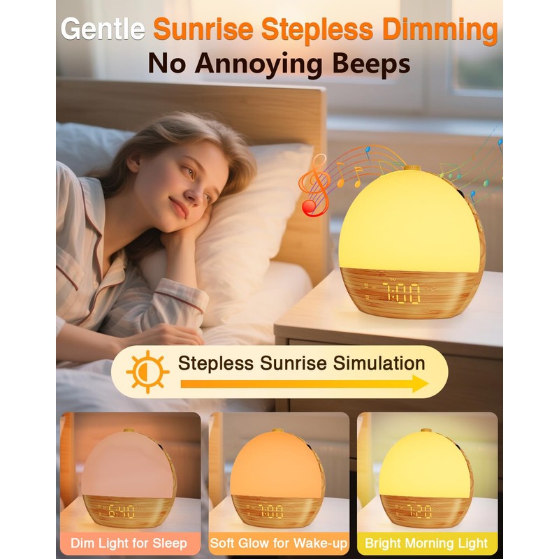 Sunrise Alarm Clock with Sound Machine - Wake Up Light,